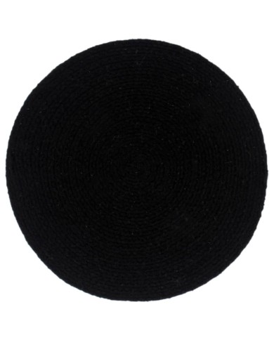 Napperons 6 pcs Noir Plain 38 cm Rond Coton 