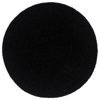 Napperons 6 pcs Noir Plain 38 cm Rond Coton 