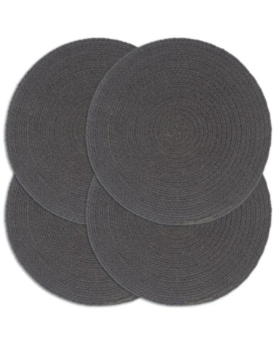 Napperons 4 pcs Gris foncé Plain 38 cm Rond Coton 