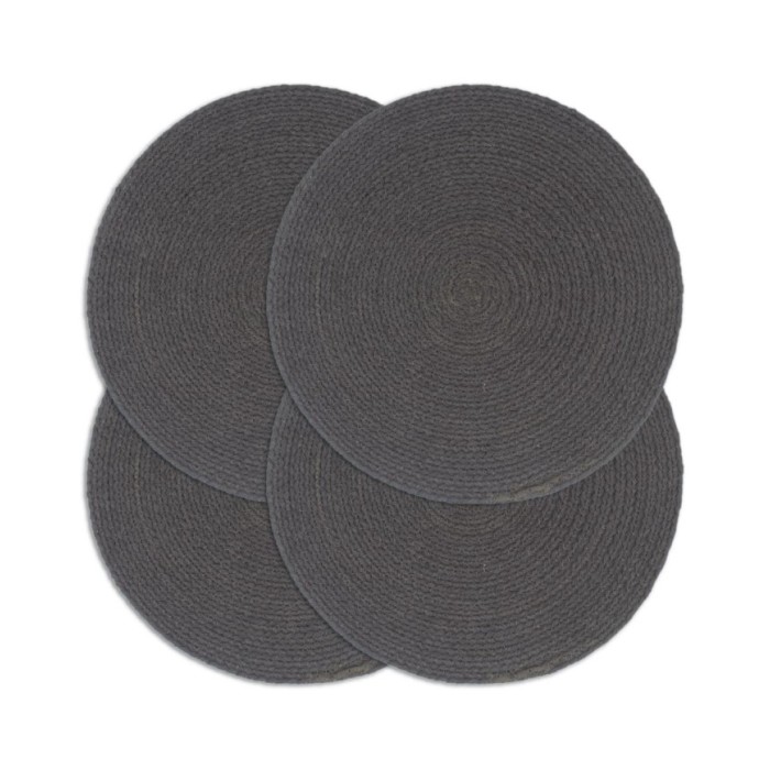 Napperons 4 pcs Gris foncé Plain 38 cm Rond Coton 