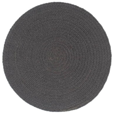 Napperons 4 pcs Gris foncé Plain 38 cm Rond Coton 