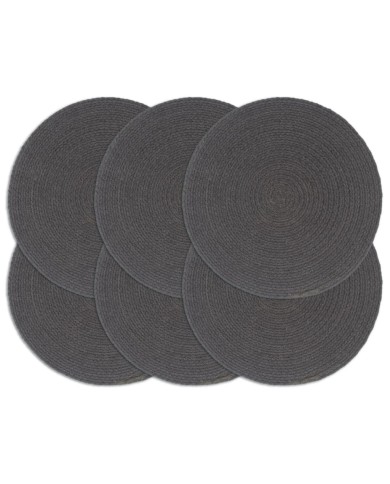 Napperons 6 pcs Gris foncé Plain 38 cm Rond Coton 