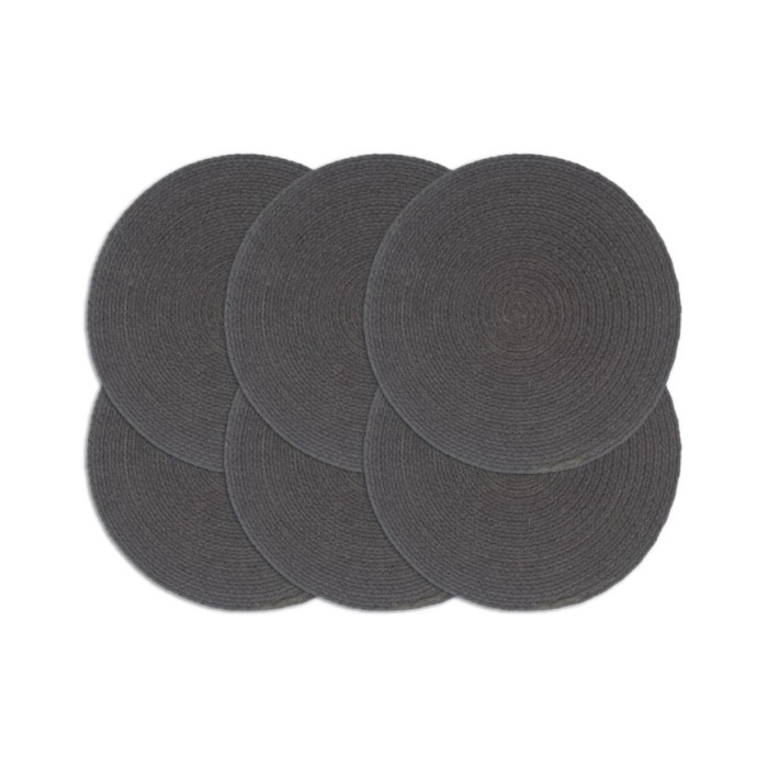 Napperons 6 pcs Gris foncé Plain 38 cm Rond Coton 