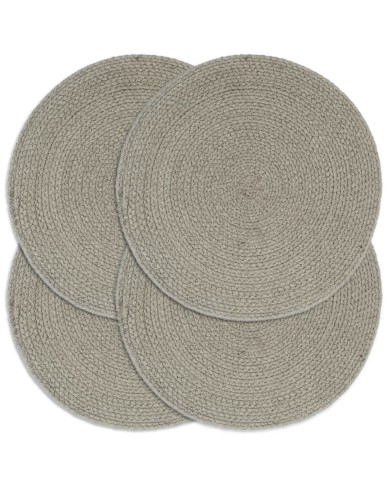 Napperons 4 pcs Gris Plain 38 cm Rond Coton