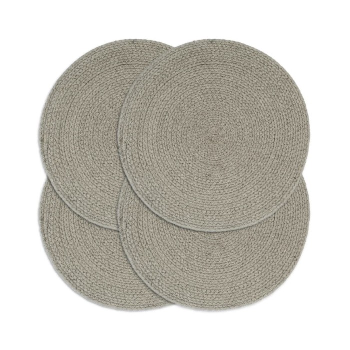 Napperons 4 pcs Gris Plain 38 cm Rond Coton