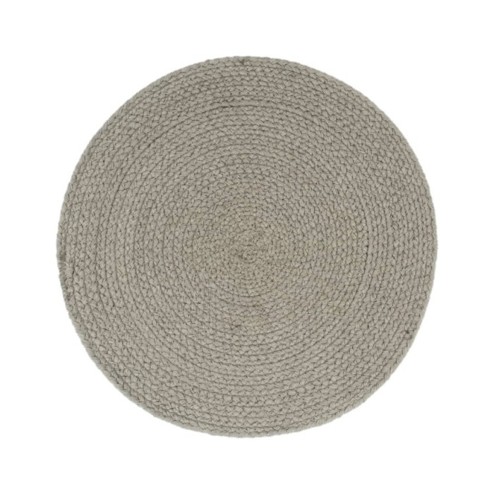 Napperons 4 pcs Gris Plain 38 cm Rond Coton