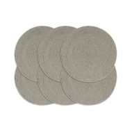 Napperons 6 pcs Gris Plain 38 cm Rond Coton