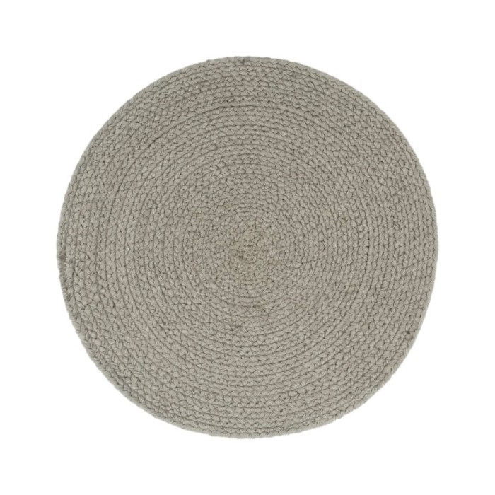 Napperons 6 pcs Gris Plain 38 cm Rond Coton
