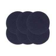 Napperons 6 pcs Bleu marine Plain 38 cm Rond Coton 