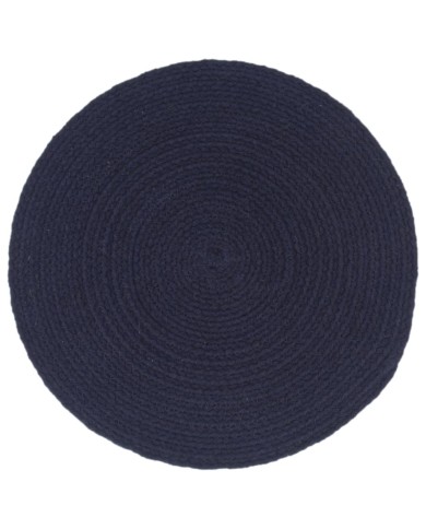 Napperons 6 pcs Bleu marine Plain 38 cm Rond Coton 