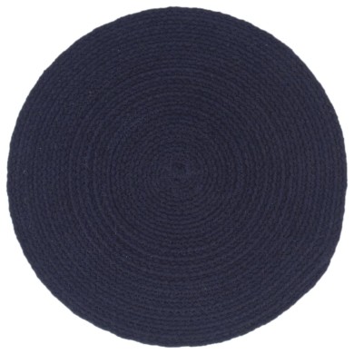 Napperons 6 pcs Bleu marine Plain 38 cm Rond Coton 