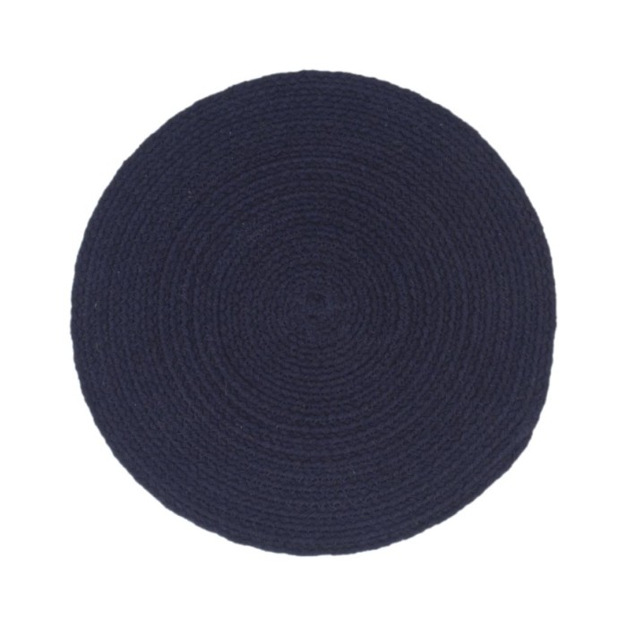 Napperons 6 pcs Bleu marine Plain 38 cm Rond Coton 