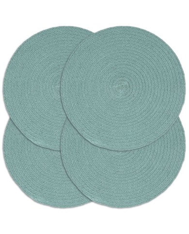 Napperons 4 pcs Vert Plain 38 cm Rond Coton 