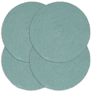 Napperons 4 pcs Vert Plain 38 cm Rond Coton 