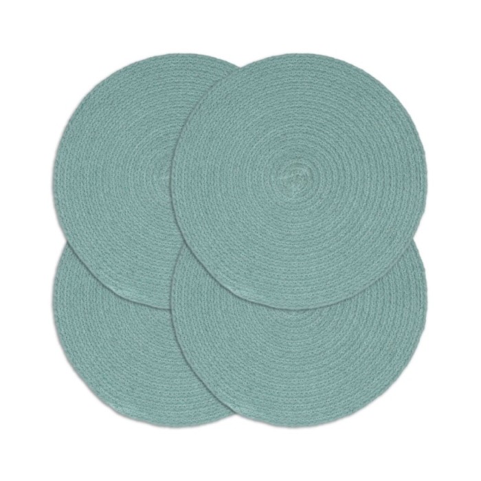 Napperons 4 pcs Vert Plain 38 cm Rond Coton 