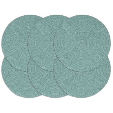 Napperons 6 pcs Vert Plain 38 cm Rond Coton 