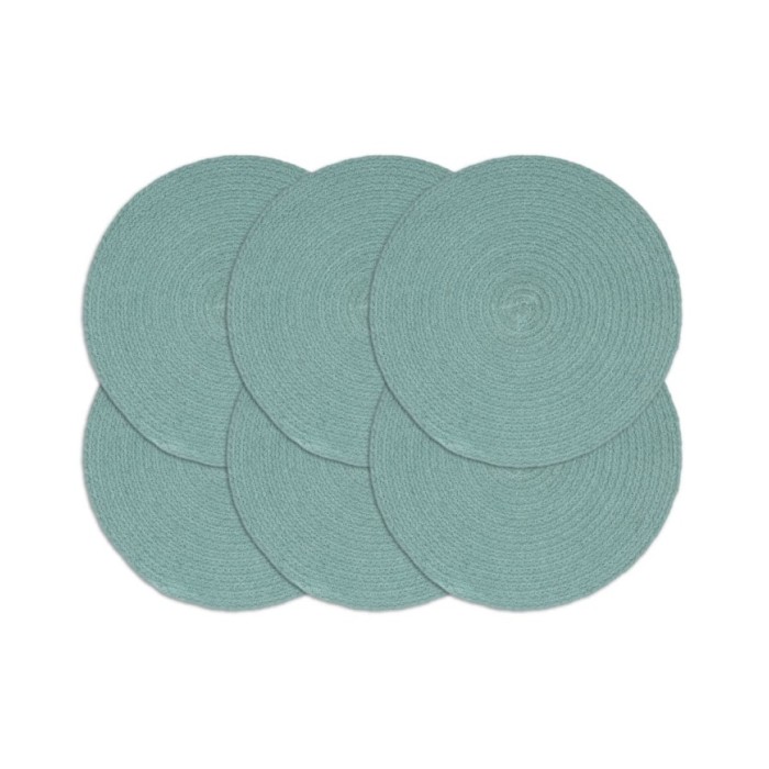 Napperons 6 pcs Vert Plain 38 cm Rond Coton 