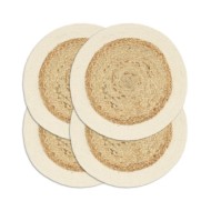 Napperons 4 pcs Naturel Plain 38 cm Rond Jute et coton 