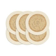 Napperons 6 pcs Naturel Plain 38 cm Rond Jute et coton 