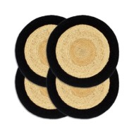 Napperons 4 pcs Naturel et noir 38 cm Jute et coton