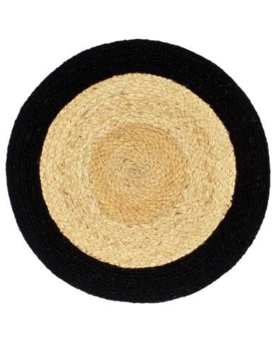Napperons 4 pcs Naturel et noir 38 cm Jute et coton