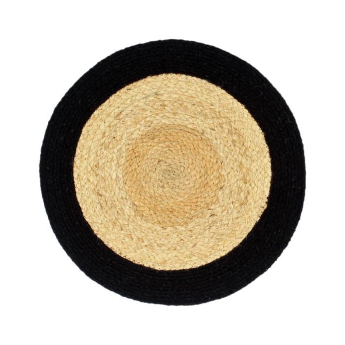 Napperons 4 pcs Naturel et noir 38 cm Jute et coton