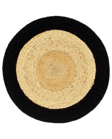 Napperons 6 pcs Naturel et noir 38 cm Jute et coton