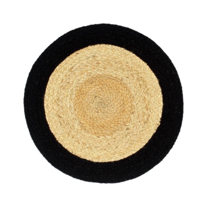 Napperons 6 pcs Naturel et noir 38 cm Jute et coton