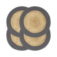 Napperons 4 pcs Naturel et anthracite 38 cm Jute et coton