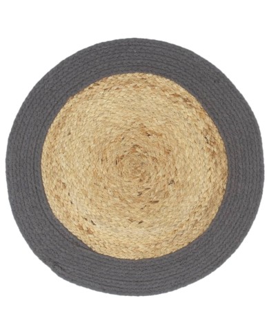 Napperons 4 pcs Naturel et anthracite 38 cm Jute et coton