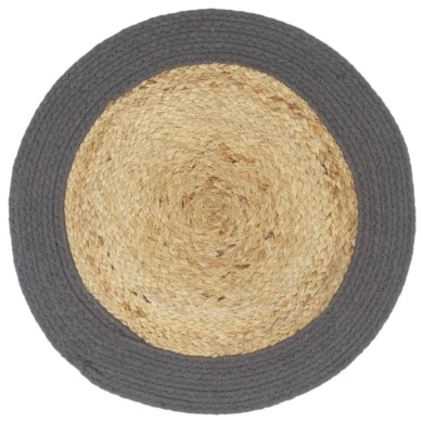 Napperons 4 pcs Naturel et anthracite 38 cm Jute et coton