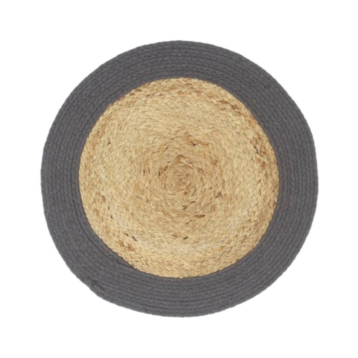 Napperons 4 pcs Naturel et anthracite 38 cm Jute et coton