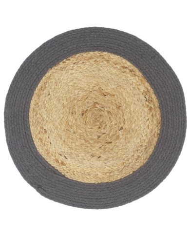 Napperons 6 pcs Naturel et anthracite 38 cm Jute et coton