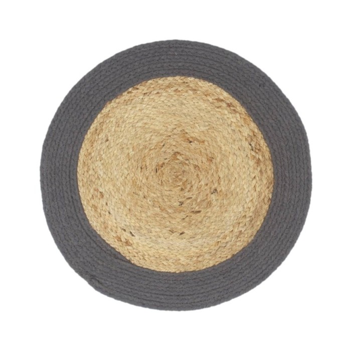 Napperons 6 pcs Naturel et anthracite 38 cm Jute et coton