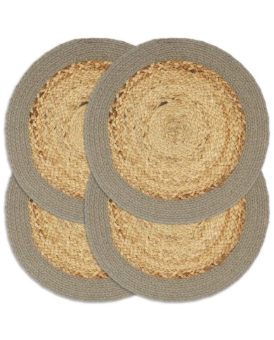Napperons 4 pcs Naturel et gris 38 cm Jute et coton