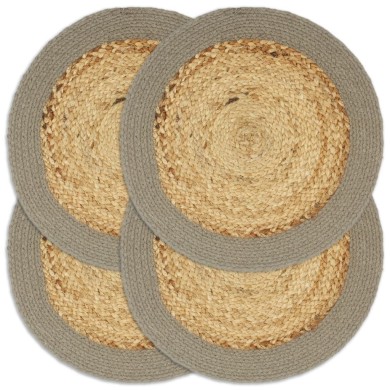 Napperons 4 pcs Naturel et gris 38 cm Jute et coton