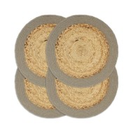 Napperons 4 pcs Naturel et gris 38 cm Jute et coton