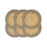 Napperons 6 pcs Naturel et gris 38 cm Jute et coton