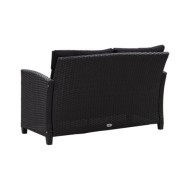 Canapé 2 places de jardin et coussins Noir 124cm Résine tressée