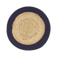 Napperons 4 pcs Naturel et bleu marine 38 cm Jute et coton
