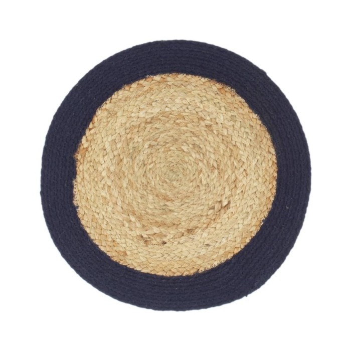 Napperons 6 pcs Naturel et bleu marine 38 cm Jute et coton
