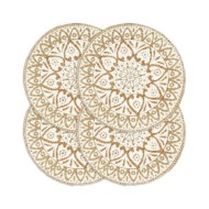 Napperons 4 pcs Blanc 38 cm Rond Jute