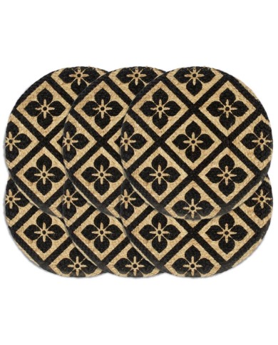 Napperons 6 pcs Noir 38 cm Rond Jute