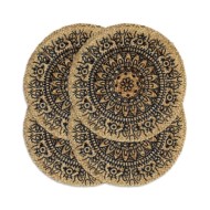 Napperons 4 pcs Bleu foncé 38 cm Rond Jute