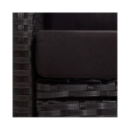 Canapé 2 places de jardin et coussins Noir 124cm Résine tressée