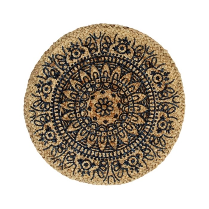 Napperons 4 pcs Bleu foncé 38 cm Rond Jute