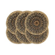 Napperons 6 pcs Bleu foncé 38 cm Rond Jute