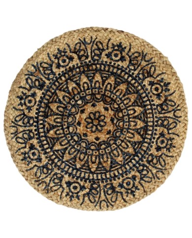 Napperons 6 pcs Bleu foncé 38 cm Rond Jute