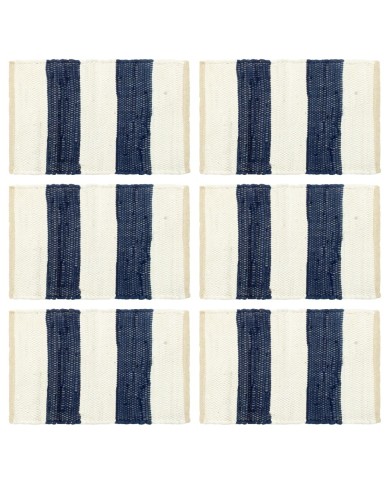 Napperons 6 pcs Chindi Bande Bleu et blanc 30 x 45 cm