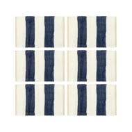 Napperons 6 pcs Chindi Bande Bleu et blanc 30 x 45 cm